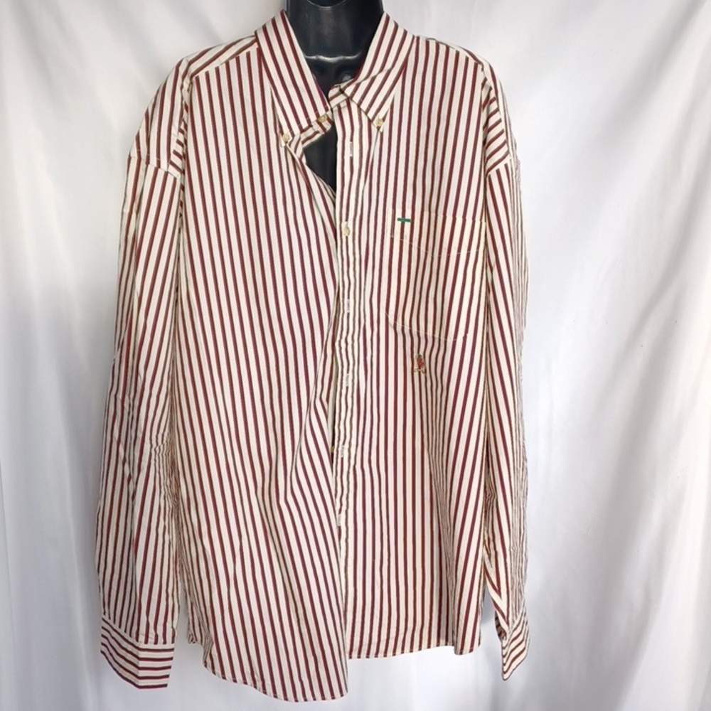 Tommy Hilfiger Men's Burgundy and White Striped button down XL Shirt NWOT
